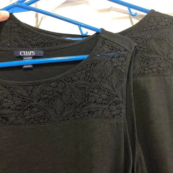 Chaps Tank Top Black XL Crochet Lace Detail - Picture 5 of 6